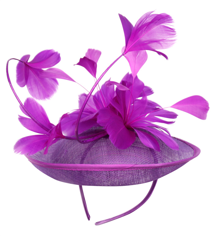 SINAMAY FASCINATOR WITH FLOWER ON THE TOP CC2242 - Image 3