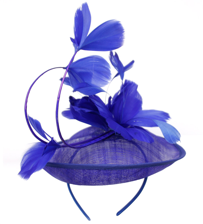 SINAMAY FASCINATOR WITH FLOWER ON THE TOP CC2242