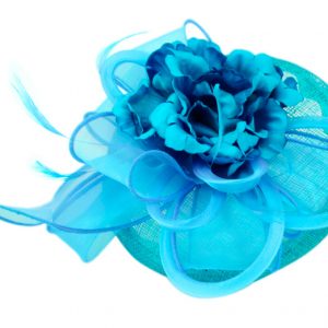 SINAMAY FASCINATOR WITH FLOWER & FEATHER TRIM CC2899