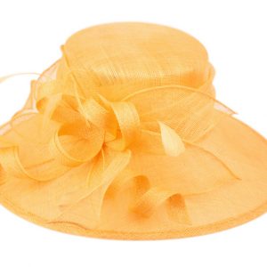 SINAMAY FASCINATOR WITH RIBBON FLOWER & FEATHER TRIM CC2902
