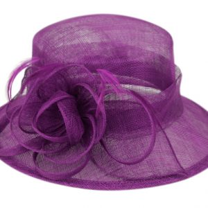 SINAMAY FASCINATOR WITH FLOWER & FEATHER TRIM CC2904
