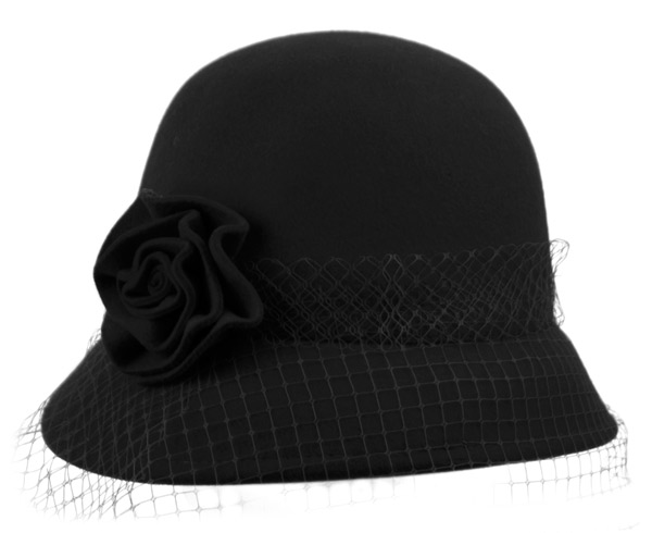 LADIES WOOL FELT BUCKET HATS WITH FLOWER & LACE TRIM CL2161 - Image 3