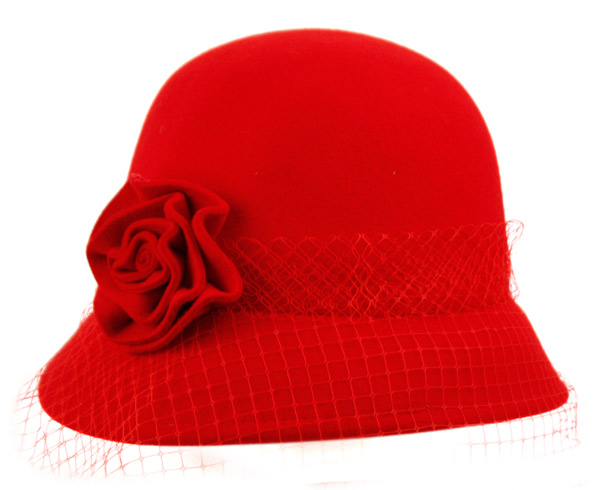 LADIES WOOL FELT BUCKET HATS WITH FLOWER & LACE TRIM CL2161 - Image 2