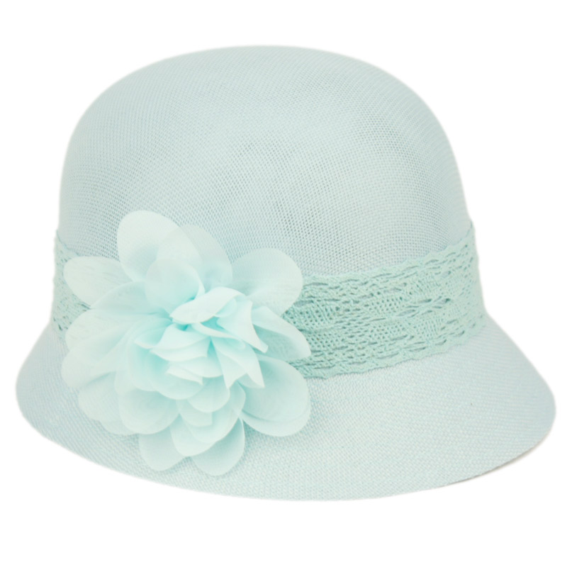 LINEN CLOCHE HATS WITH LACE BAND AND FLOWER CL2265 - Image 4