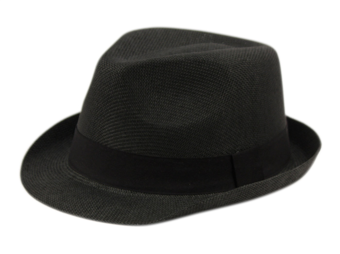 ROLL UP BRIM STRAW FEDORA HATS WITH GROSGRAIN BAND F2781 - Image 2