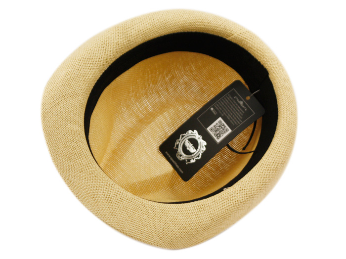 ROLL UP BRIM STRAW FEDORA HATS WITH GROSGRAIN BAND F2781 - Image 3
