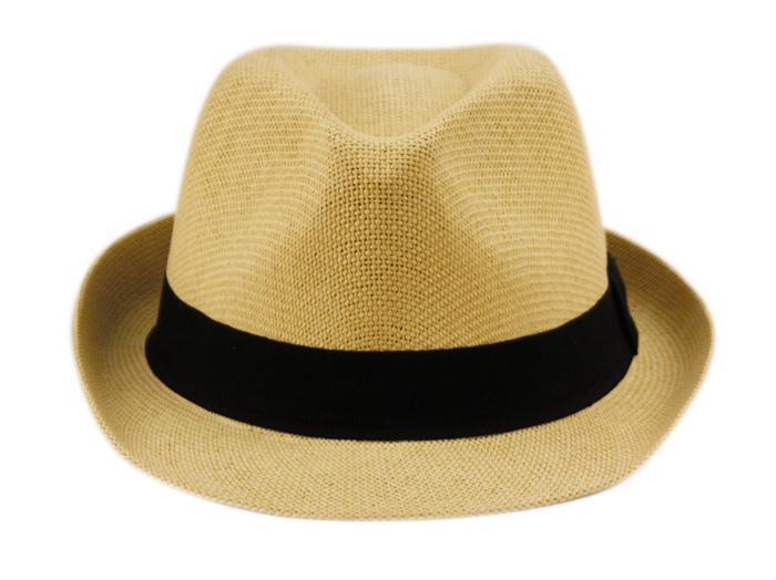 ROLL UP BRIM STRAW FEDORA HATS WITH GROSGRAIN BAND F2781 - Image 4