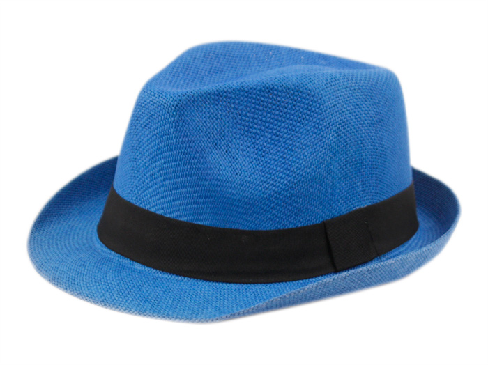 ROLL UP BRIM STRAW FEDORA HATS WITH GROSGRAIN BAND F2781 - Image 13