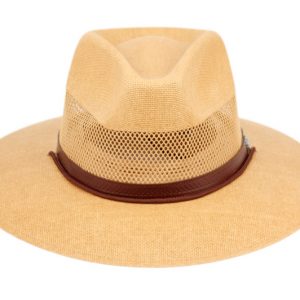 WOVEN PAPER STRAW PANAMA HATS WITH LEATHER BAND F4011