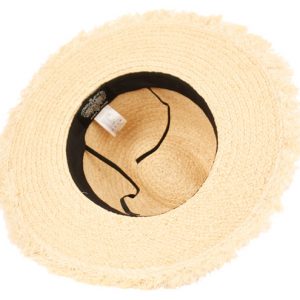 RAFFIA STRAW RAW EDGE PANAMA HATS WITH BLACK BAND F4016