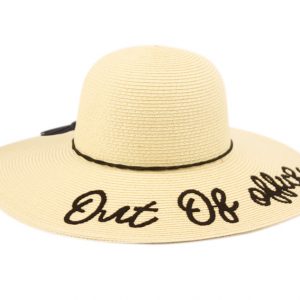 “OUT OF OFFICE” BRAID PAPER STRAW FLOPPY HATS WITH BAND