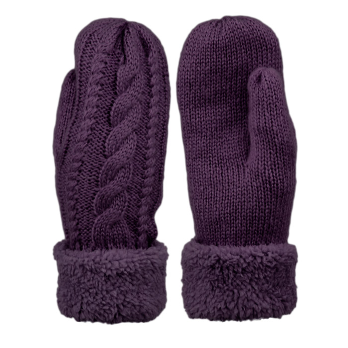 WINTER KNIT MITTENS WITH SHERPA LINING GL3014 - Image 3