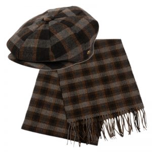 NEWSBOY CAP W/SCARF SETS NSB3048+SC051DKGRY